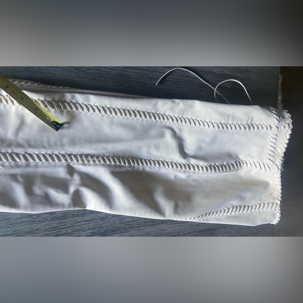 HOUSE OF CB 'Elliot' Cream Vegan Leather Lace Up Trousers~SMALL ~ - Picture 13 of 15